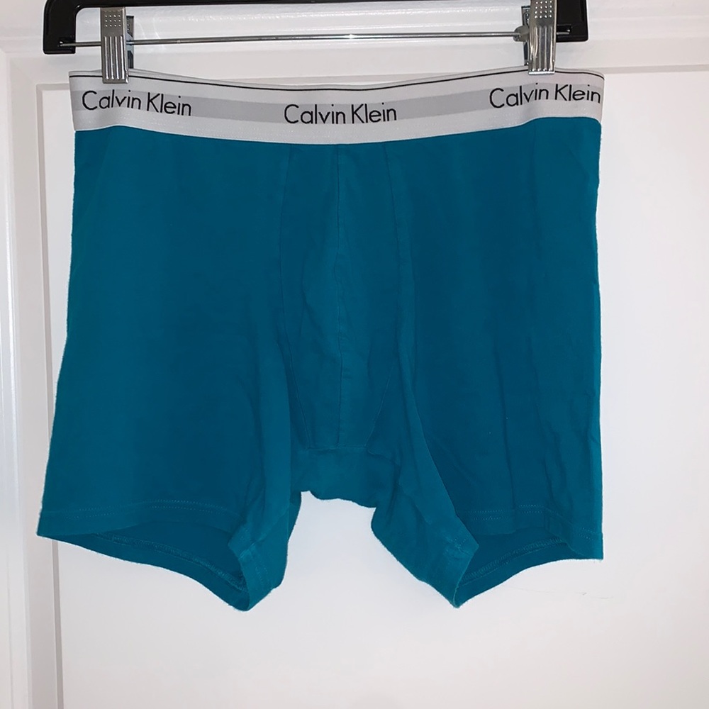 Calvin Klein Mens Medium Boxer Briefs Used Teal/Blue